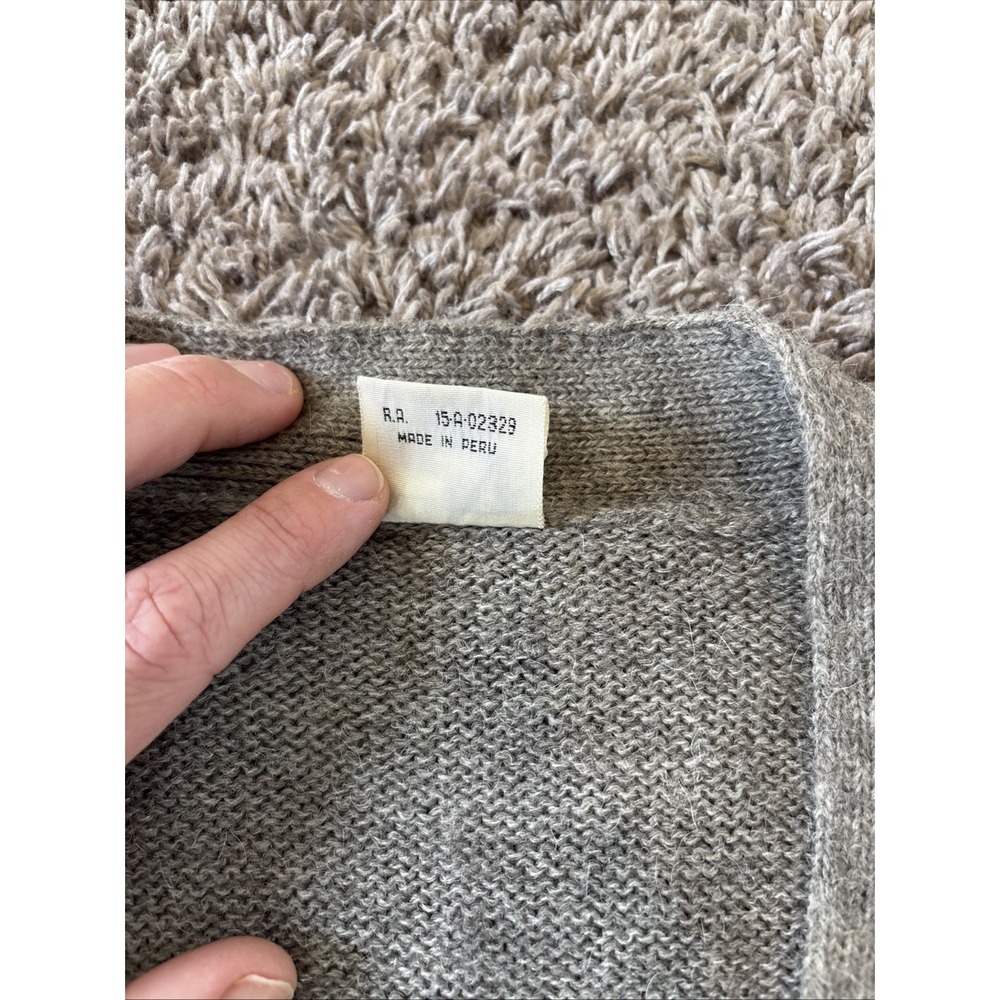 Vintage‎ Men's Alpatex Peru Alpaca Grandpa  Sweater Cardigan V Neck Gray Size M - Picture 4 of 8